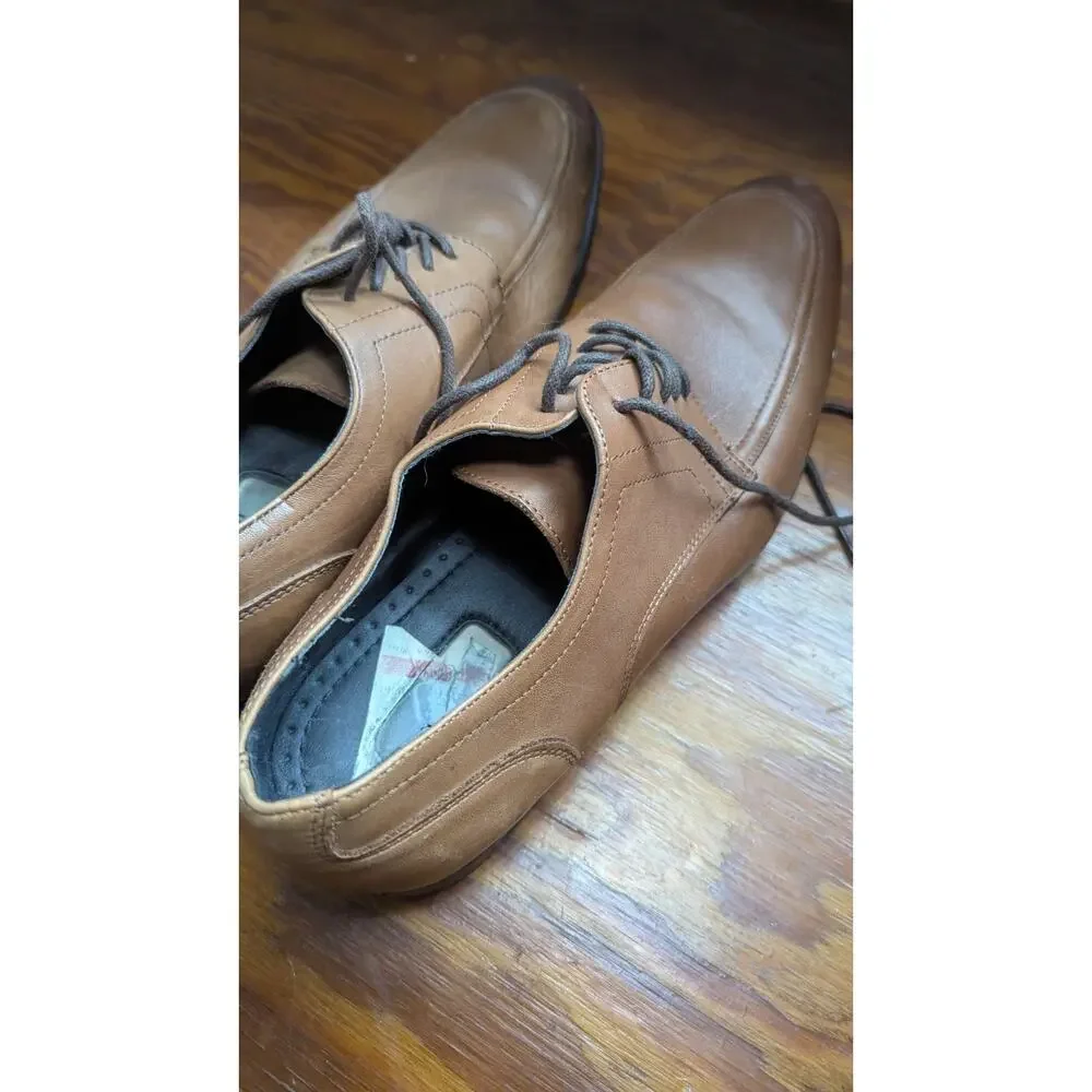 Alfani Platinum Alf Lewis Men's Tan Leather Apron Toe Derby Dress Shoes Size 10M